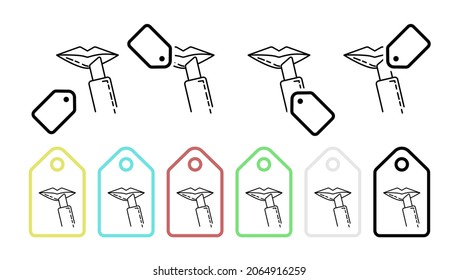 Palo de labios en el icono del vector labios en la ilustración del conjunto de etiquetas para ui y ux, sitio web o aplicación móvil