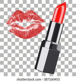 Lipstick on transparent background. Vector illustration