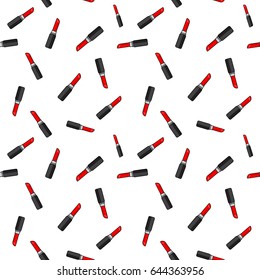 Lipstick on a white background. Vector comic seamless pattern in pop art retro style. Abstract simple seamless pattern for girls, boys, clothes.