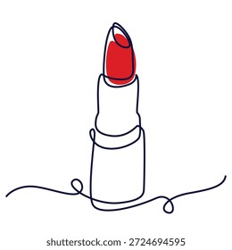 Batom um desenho de linha. Ilustração em linha única com batom. Lipstick arte de linha minimalista. Lipstick arte vetorial