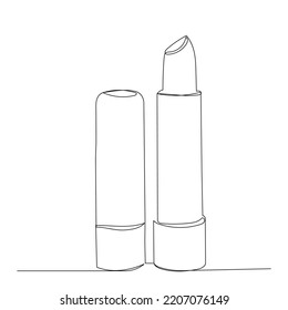 lipstick one line drawing, sketch vector