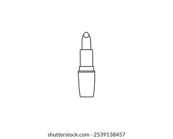 Icono de Vector en negrita de contorno de lápiz labial. Icono de línea plana de lápiz labial. Signo de cuidado de belleza, ilustración de maquillaje. Pintalabios dibujado a mano contorno. Accesorio de maquillaje femenino. icono de contorno aislado sobre fondo blanco.