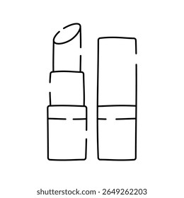 Lipstick Outline Doodle estilo, produto cosmético simbolizando a beleza influenciador ou papéis de maquiagem artista, ótimo para beleza e temas criativos relacionados ao estilo de vida.