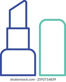 Lipstick outline dual color vector illustration icon design