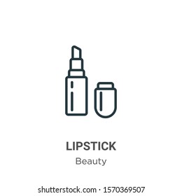 Lipstick outline vector icon. Thin line black lipstick icon, flat vector simple element illustration from editable beauty concept isolated on white background