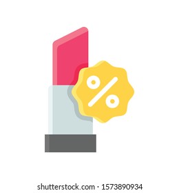lipstick and percentage tag related to black friday vector in flat design 