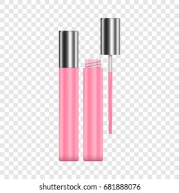 Lipstick pink sparkling tubes mockup. Realistic illustration of lipstick pink sparkling tubes vector mockup for web
