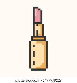 Lipstick pixel art icon.Opened Lipstick Package.Lips makeup and cosmetology vector icon.Vector illustration eps10