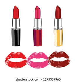 Lipstick prints of different colors