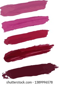 Lipstick prints of different colors on a white background. For women's sites, beauty, fashion, sale of cosmetics. Vector illustration.