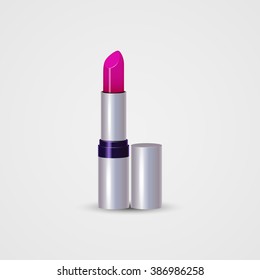Lipstick. Realistic open tube of lipstick. Vector illustration