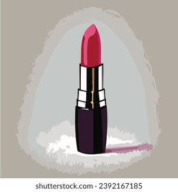 Lippenstift, roter Lippenstift, Lippenstift-Doodle-Symbol, Vektorgrafik.
