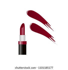 Lipstick red and stroke isolated on white background