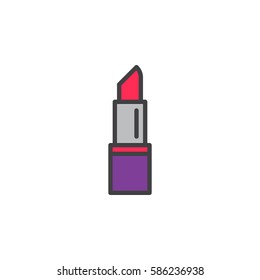 Lipstick, rouge line icon, filled outline vector sign, linear colorful pictogram isolated on white. Women's beauty cosmetics symbol, logo illustration