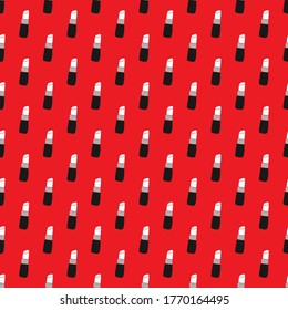 Lipstick seamless pattern, hand drawn fashion and beauty elements, vector illustration.