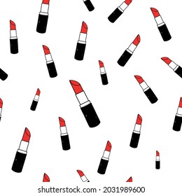 Lipstick seamless pattern. For textile design, gift paper, background...