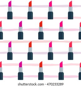 Lipstick seamless vector pattern 