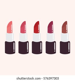 Lipstick Set Cartoon Flat Design Vector Illustration Collection Pack