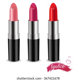 Lipstick Set With Gradient Mesh, Vector Illustration