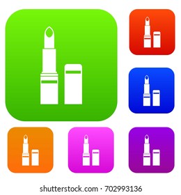 Lipstick set icon in different colors isolated vector illustration. Premium collection
