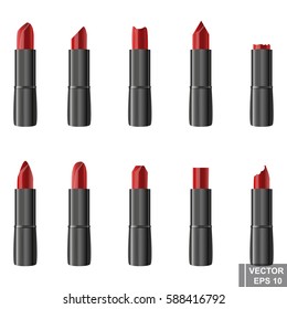 Lipstick. Set. Icon. Fashion and beauty. For your design.