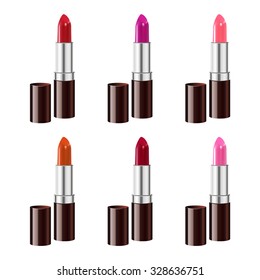 Lipstick set isolated on white background. Gradient mesh.