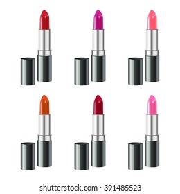 Lipstick set isolated on white background. Created with gradient meshes. Vector EPS 10