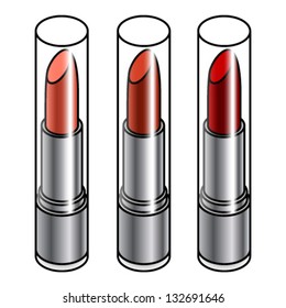 Lipstick in a set of red shades.