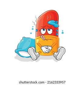 the lipstick sick vector. cartoon character
