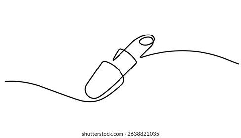 Lipstick Silhouette Continuous One Line Art Vector Illustration. Lipstick Icon, Female Fashion Beauty Line Art Drawing for Print, Wall Art, Home Decoration, Social Media. Not AI