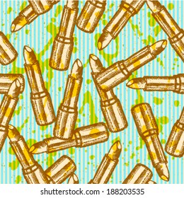 Lipstick sketch, vector retro background 