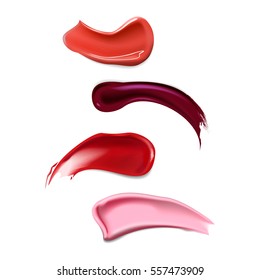 Lipstick smears isolated on white. Vector illustration.