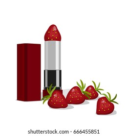 Lipstick and strawberry