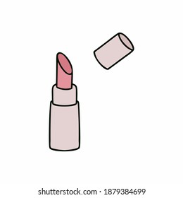 lipstick in the style of doodle. Cosmetics for lip care.