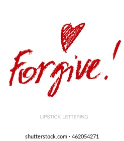 lipstick style lettering. hand drawn red words. charcoal write note.  love message vector illustration