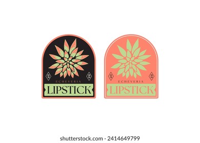 lipstick succulents and echeveria badge emblem logo design for plant shop and lover business