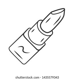 Lipstick tube, lip gloss linear icon. Beauty shop product thin line illustration. Contour symbol. Female fashion object vector isolated outline drawing. Editable stroke. Feminine elegance attribute