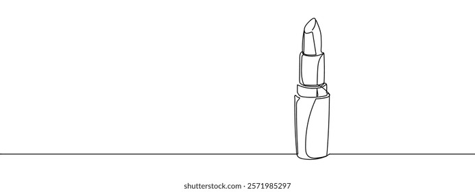 A lipstick tube that opens upright. Line art vector illustration with transparent background.