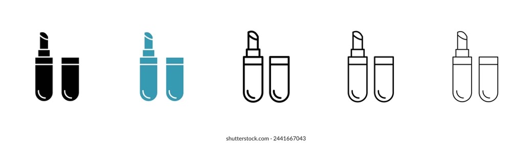 Lipstick Variety and Makeup Icon Set. Symbols of Cosmetic Lip Color and Application.