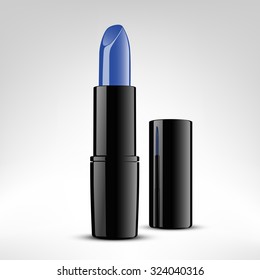 Lipstick vector. Blue color lipstick isolated on white background.