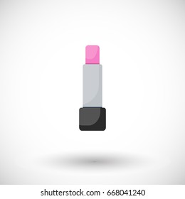 Lipstick vector flat icon, Flat design of cosmetic product, make up or beauty object with round shadow, vector illustration with shadows