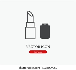 Lipstick vector icon.  Editable stroke. Linear style sign for use on web design and mobile apps, logo. Symbol illustration. Pixel vector graphics - Vector