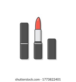 Lipstick Vector Icon Illustration. Make Up Beauty Product. Lipstick Packaging Icon