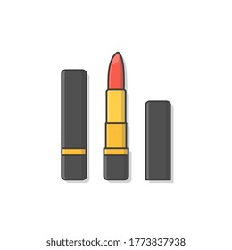 Ilustración del icono del vector de lápiz labial. Componer producto de belleza. Icono de empaquetado de lápiz labial