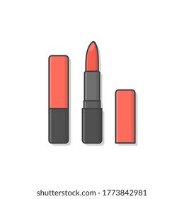 Lipstick-Vektorsymbol-Illustration. Make-up Beauty Product. Verpackungssymbol für Lipstick-Druckknopf