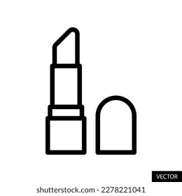 Lipstick vector icon in line style design for website, app, UI, isolated on white background. Editable stroke. EPS 10 vector illustration.