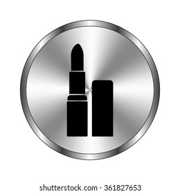 lipstick - vector icon;  metal button