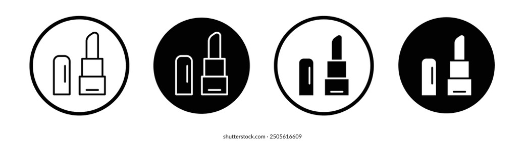 Lipstick vector icon set black filled and outlined style.