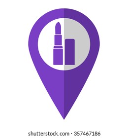 lipstick - vector icon;  violet map pointer