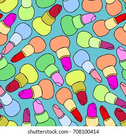 Lipstick vector illustration. Doodle style. Design icon, print, logo, poster, symbol, decor, textile, paper, card. 